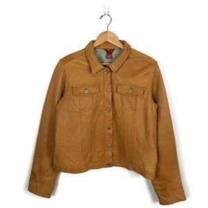 Sundance Leather Trucker Jacket Cognac Large